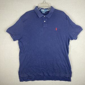 Polo Ralph Lauren Blue Cotton Short Sleeve Custom Mens Polo Shirt XL/TG Pullover